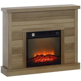 Chimenea Eléctrica, Chimenea Decorativa con Efecto de Llama, Calefacción 1800 W, Control Remoto, Temporizador Semanal, Protección Contra Sobrecalentamiento, Natural