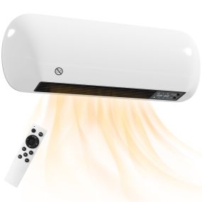 Calefactor eléctrico cerámico de pared 2000W con 3 modos, pantalla LED, termostato, temporizador 24h, oscilación y mando a distancia