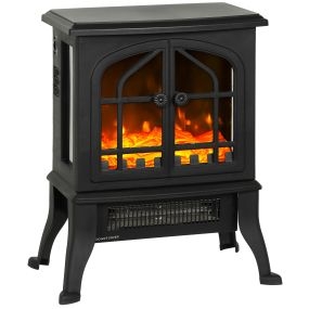 Chimenea eléctrica de pie decorativa 900/1800W efecto llama 3D negro para 15-30 m²