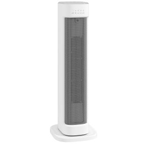 Calefactor eléctrico bajo consumo 2000W PTC con 3 modos, termostato, temporizador y mando, blanco