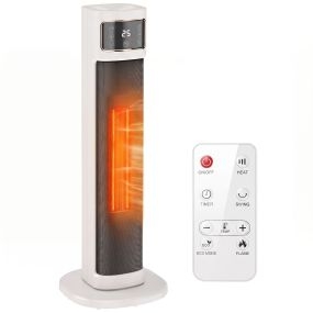 Calefactor Eléctrico Cerámico PTC, 2000W, con 4 Modos, Control Remoto, Termostato Regulable, Oscilación 70°, Temporizador 12H, Protección Contra Sobrecalentamiento y Vuelcos, para 20 ㎡, Blanco