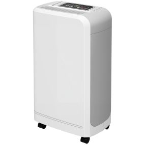 Deshumidificador eléctrico silencioso 12L/día para 13-18 m² con ruedas, temporizador y pantalla digital, blanco