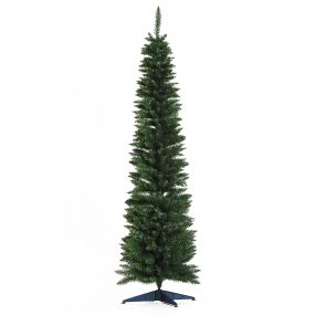 Árbol de Navidad estrecho 180 cm artificial 390 ramas base de plástico desmontable verde interior