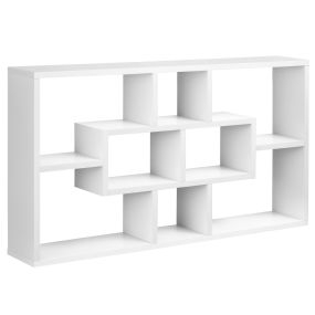 Estante de pared decorativo con 8 cubos 85x14,5x47,5 cm blanco para oficina, estudio y salón