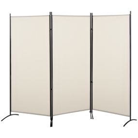 Biombo separador de ambientes de 3 paneles 253x50x182 cm plegable beige con 6 pies de metal