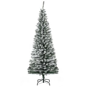 Árbol de Navidad artificial nevado 180 cm con 492 ramas y soporte de metal verde y blanco