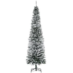 Árbol de Navidad artificial nevado 225 cm con 738 ramas y soporte de metal verde y blanco