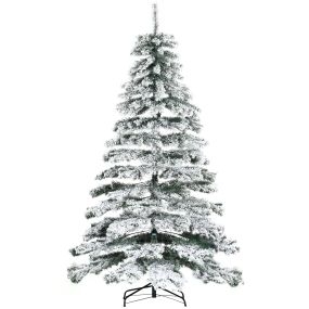 Árbol de Navidad artificial nevado 225 cm con 1083 ramas y soporte de metal verde y blanco
