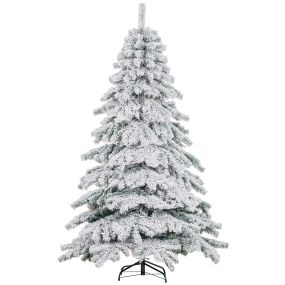 Árbol de Navidad artificial nevado 180 cm con 627 ramas y soporte de metal verde y blanco