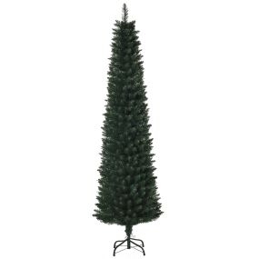 Árbol de Navidad artificial estrecho 180 cm, 380 ramas, base plegable, verde, interior