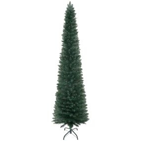 Árbol de Navidad artificial estrecho 210 cm, 510 ramas, base plegable, verde, interior