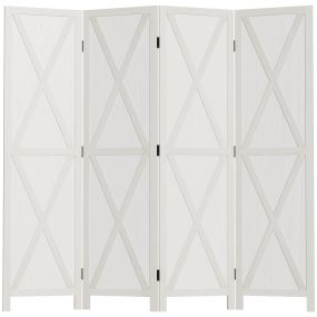 Biombo plegable de 4 paneles 182x170 cm blanco para salón dormitorio u oficina