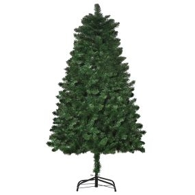 Árbol de Navidad artificial 150 cm ignífugo 454 ramas PVC base plegable soporte de acero verde