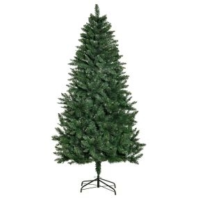 Árbol de Navidad Artificial 180 cm Ignífugo con 724 Ramas con 2 Tipos de Puntas de PVC Base Plegable y Soporte de Acero Decoración Navideña de Interior Verde