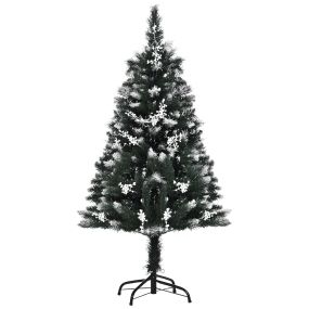 Árbol de Navidad artificial verde de 120 cm con 222 ramas, 28 decoraciones y soporte de acero plegable y desmontable