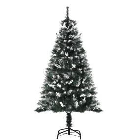 Árbol de Navidad artificial 150 cm con 378 ramas, 41 decoraciones, soporte de acero, base plegable y desmontable, verde