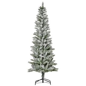 Árbol de Navidad artificial nevado 180 cm 394 ramas PVC ignífugo base plegable verde y blanco