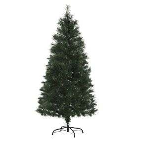 Árbol de Navidad artificial 150 cm verde con 219 agujas de PVC ignífugo y base plegable