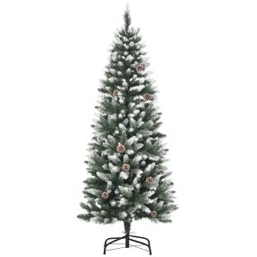 Árbol de Navidad 150 cm con 464 puntas, 28 piñas, base plegable y soporte de acero, verde