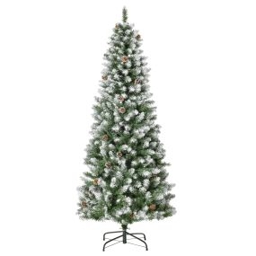 Árbol de Navidad 180 cm grande con 630 puntas, 37 piñas, base plegable y soporte de acero, verde