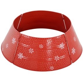 Falda para árbol de Navidad de metal impermeable rojo 66x66x23 cm