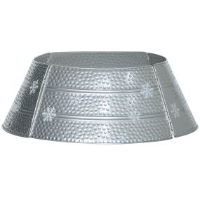 Collar para árbol de Navidad de metal impermeable plateado 66x66x23 cm
