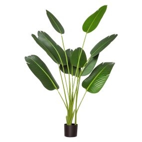 Planta artificial bananera 160 cm con maceta y 10 hojas realistas verde para interior y exterior