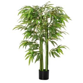Bambú artificial 140 cm con maceta y cañas realistas para decoración interior verde