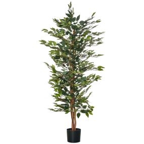 Ficus artificial con troncos 150 cm, macetas, 1008 hojas realistas, Ø60x150 cm, verde