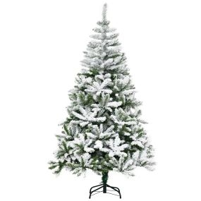 Árbol de Navidad artificial 180 cm con nieve ignífugo 750 ramas apertura automática base plegable verde