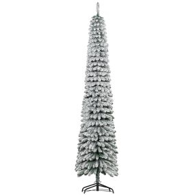 Árbol de Navidad artificial nevado estrecho 240 cm con 603 ramas y soporte de metal plegable