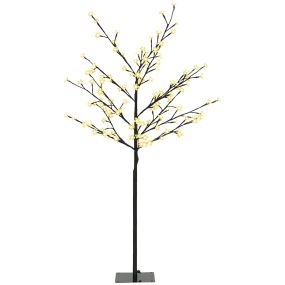 Luz de árbol de cerezo 120 LED IP44 blanco cálido 17x17x120 cm negro