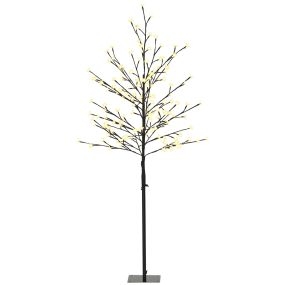 Luz árbol de cerezo 150 LED IP44 blanco cálido 17x17x150 cm negro