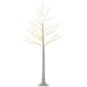 Árbol sintético 150 cm con 120 luces LED IP44 3 modos ramas flexibles base blanca 20x20x150 cm