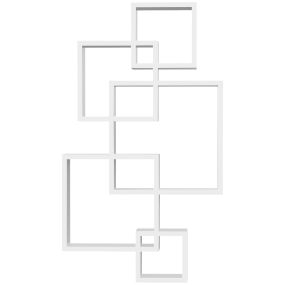 Estantería de pared con 5 cubos de madera blanca 49,5x10,2x86 cm