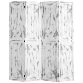 Biombo plegable de 4 paneles 160,5x170 cm blanco rústico para dormitorio salón y cocina