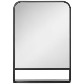 Espejo decorativo de pared 50x70 cm rectangular de metal negro con estante de almacenamiento