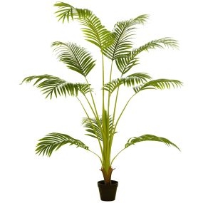 Palmera areca artificial 170 cm con 11 hojas realistas y maceta de plástico verde