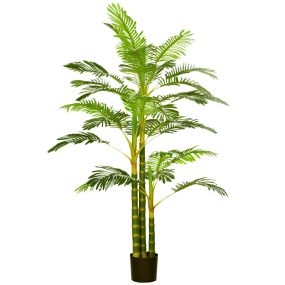 Planta artificial palmera areca grande 190 cm con maceta 30 hojas para interior y exterior verde