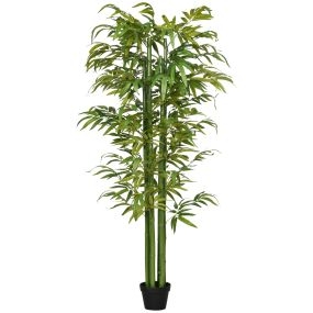 Árbol de bambú artificial en maceta 180 cm con 6 brotes realistas para interior verde