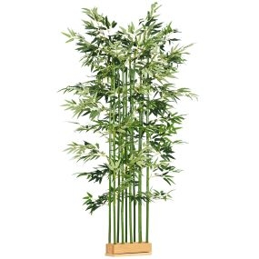 Bambú Artificial en Maceta de Madera de Pino 180 cm Planta Artificial con 10 Botas Realistas Decoración para Interior Hogar Verde