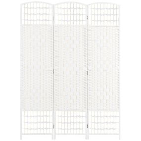 Biombo plegable de 3 paneles 120x170 cm de cuerda de papel y marco de madera blanco
