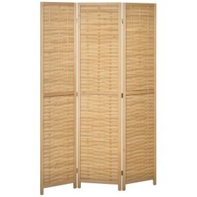 Biombo plegable de 3 paneles 120x1,8x170 cm con patrón de tejido de bambú estilo rústico