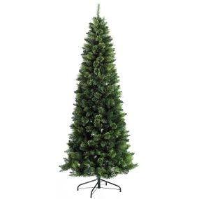 Árbol de Navidad 180 cm Árbol de Navidad Estrecho con 618 Ramas Agujas de Pino Apertura Automática y Base Plegable de Acero Verde