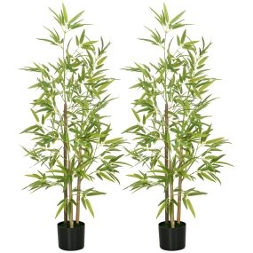 2 plantas artificiales de bambú con maceta 498 hojas Ø15x120 cm verde