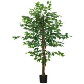 Ficus artificial con troncos naturales 150 cm, maceta y 882 hojas, verde