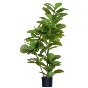 Planta artificial decorativa Ficus 110x15 cm con 90 hojas y maceta verde para interior