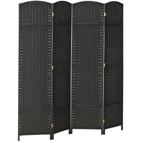Biombo plegable de 4 paneles 160x170 cm negro para salón dormitorio u oficina