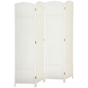 Biombo plegable de 4 paneles 160x170 cm separador de ambientes blanco