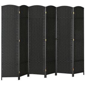 Biombo plegable de 6 paneles 240x170 cm separador de ambientes negro